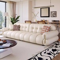 Canapé en cuir luxueux, ensemble de canapés modernes et simples pour salon, ensemble de canapés nuages crème de luxe léger de style français, mobilier