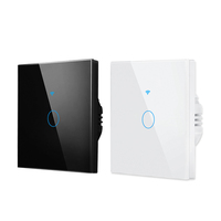 Tuya Wifi Smart APP Contrôle Panneau de Verre Tactile Interrupteurs Muraux EU 1/2/3/4 Gang Télécommande avec Condensateur