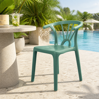 Chaise de bistrot d'extérieur robuste, chaise à bras contemporaine empilable en plastique pour terrasse et jardin commerciaux
