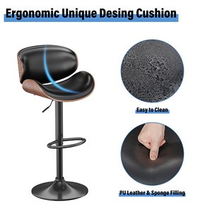 Có thể điều chỉnh thanh phân giữa thế kỷ hiện đại PU da bọc truy cập Chiều cao thanh phân nhà bếp đảo thanh phân với trở lại - Product Image 6