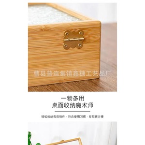 Bamboo and wood <b>storage</b> <b>boxes</b>, household wooden <b>boxes</b>, begonia transparent glass <b>storage</b> <b>boxes</b>, flip-top desktop <b>document</b> and - Product Image 5