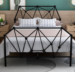<b>Queen</b> <b>Size</b> Bedroom Furniture Geometric Design Stable Dormitory Durable Steel Construction with Tier Coated Metal Pipe <b>Bed</b> <b>Frame</b> - Product Image 5