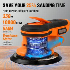 Sander orbital aléatoire sans balais électrique 350W 6 pouces 150mm Sander excentrique <span class=keywords><strong>Polisseuse</strong></span> Machine de ponçage sans poussière pour voiture Bois Métal - Product Image 4