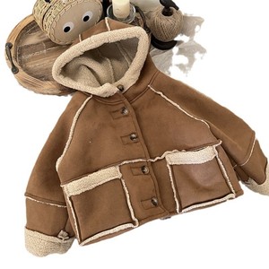 Tongxingyuan Girls Lambswool Suede Jacket Thickening Windproof Winter Coat With Hood For Kids - Product Image 5