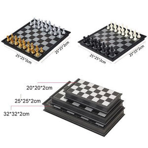 ชุดเกมหมากรุกคุณภาพสูง พร้อมกระดานหมากรุก 32 ตัว พร้อมกระดานหมากรุก ชุดหมากรุกแม่เหล็กสีทองเงิน - Product Image 3
