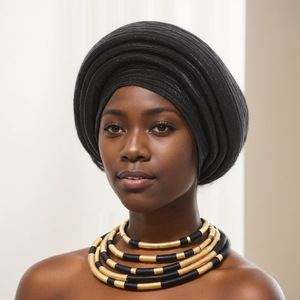 Gorro turbante plisado con purpurina hecho a mano, estilo africano, para fiesta en Nigeria, para mujer - Product Image 4