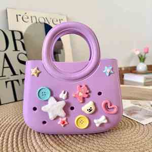 Waterproof EVA Beach <b>Bags</b> Girls Outdoor Travel Holes Handbags With Cartoon <b>Accessories</b> - Product Image 5