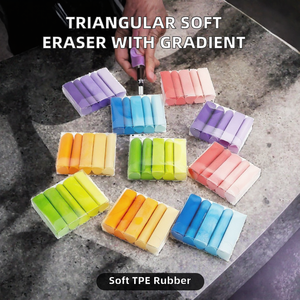 Nouvelle Gomme Triangulaire Souple Style Dégradé Coloré en Caoutchouc TPE, Collecte les Débris sans Endommager le Papier, Idéale pour Étudiants, Examens et Croquis - Product Image 2