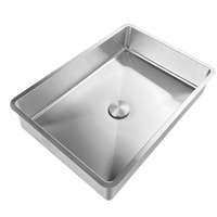 Évier de salle de bain rectangulaire en acier inoxydable 304 moderne et luxueux à encastrer avec drain escamotable pour usage hôtelier