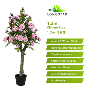 Bonsaï de roses artificielles réaliste fait main, pour mariage, intérieur, sol, toucher naturel, populaire, décorations de vitrine - Product Image 4