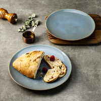 YAYU Plat d'entrée en céramique changeant de four à haute température pour restaurant traiteur plat principal chargeur d'assiettes en porcelaine bleue