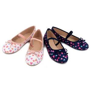 2023 Fashion Pu Upper Breathable Flat Ballet Shoes Girls Ballerinas Cute Heart Pattern Children Dress Shoes kids other shoes