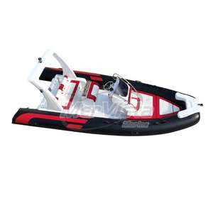 Bateau pneumatique à rames en fibre de verre Hypalon de 580 cm (19 pieds) de couleur noir et rouge pour la pêche - Product Image 5