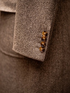 Cappotto Lungo da <span class=keywords><strong>Uomo</strong></span> Slim <span class=keywords><strong>Doppiopetto</strong></span> in Lana con Motivo a Spina di Pesce Retrò e Bottoni Decorativi per Primavera Autunno - Product Image 2