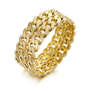 SANKYLIN gelang emas mawar grosir, rantai hollow-out asli mode desain kepribadian gelang logam paduan seng perhiasan