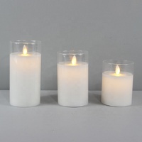 Juego decorativo de 3 velas sin llama para boda, luz eléctrica de Pilar Blanco, con batería de vidrio, LED móvil