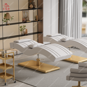 <span class=keywords><strong>2025</strong></span> Neues Design Schwarzes Leder Gold Basis Höhen verstellbare Augenbrauen Moderner Luxus Salon Kosmetik bett Wimpern Wimpern bett - Product Image 2