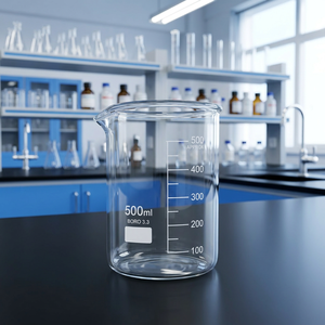 Bécher en verre borosilicate transparent 3.3 de 500 ml avec graduations pour expériences scientifiques MAYALAB - Product Image 1