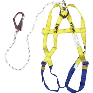 Arnés de Seguridad con Anilla en D Trasera y Gancho Mediano Forjado, Cinta de Poliéster de 45 mm, 1.5 m x 11 mm de Diámetro, EN361/EN354 X-5 - Product Image 1