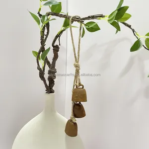 Rusty Bell With Hemp Rope Wind Chimes Hanging Decoration Decorative Cow Bells With Jute Hanging Rope Front Door Rusty Bells Ha