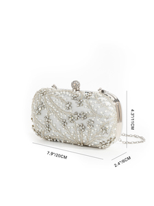 Bell Square Fashion Sparkling Rhinestone Pearl Evening Bag Dress Exquisite Handmade Beaded <b>Clutch</b> Crystal Black <b>Wedding</b> Brand - Product Image 6