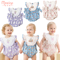 Nouveaux vêtements pour enfants, combinaison personnalisée pour filles, imprimé lapin de Pâques, combinaison à bulles avec nœuds et broderies