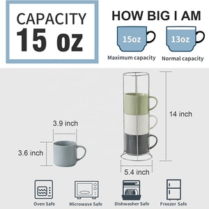 Đồ đá sản phẩm số lượng lớn cốc cà phê với nổi bán buôn rắn màu Stackable chén gốm với kim loại đứng - Product Image 5