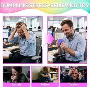 Ombre <b>Squishy</b> Dumpling Stress Relief Toy Blind Pack Cute Fidget Toy with Adorable Expressions for All Ages - Product Image 4