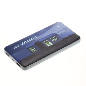 Chargeur d'appareil mobile universel à double port mince personnalisé logo LED polychrome 10000mah powerbank Mini powerbank portable - Product Image 1