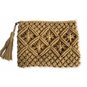 Handmade Straw Woven Women's Handbags Summer Beach Ladies Straw Clutch Beach Bag