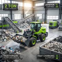Chargeuse sur pneus électrique de 2 tonnes à vendre, capacité de la benne de 0,8 m³, vitesse rapide, chargeuse compacte à batterie