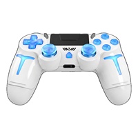 Manette de jeu sans fil PS4 RGB à double vibration, gyroscope 6 axes, haut-parleur, micro, prise casque pour PC Steam