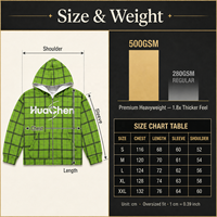 Sweat-shirt à capuche vert à carreaux personnalisé pour homme, coupe ample, fermeture éclair intégrale, épaules tombantes, style streetwear, marque privée, fabricant ODM OEM