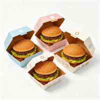 Emballage jetable personnalisé pour la restauration rapide, boîte à hamburger en carton pour emporter