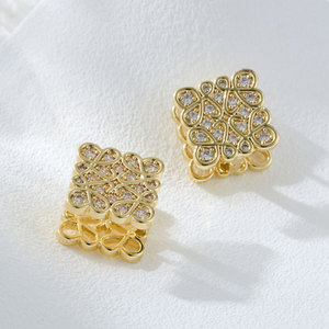 Geometric Cuff Earrings Copper Alloy Micro Inlaid Zircon Gold Plated Party Jewelry Women's Fashion Earrings - Product Image 1