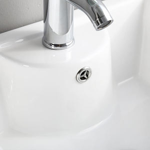 Lavabo de Baño Independiente con Pedestal de Cerámica Artística Blanca, Tipo Diamond, para Montar en el Suelo - Product Image 6