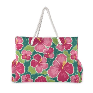 Grand sac de plage en nylon à fermeture éclair pour femme, grande capacité, anti-sable, idéal pour les vacances d'été, avec doublure en maille - Product Image 2