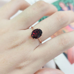 Anillo <span class=keywords><strong>de</strong></span> oro rosa sólido 14K 18K <span class=keywords><strong>de</strong></span> compromiso personalizado para mujer, 3 quilates, <span class=keywords><strong>piedra</strong></span> <span class=keywords><strong>natural</strong></span> roja grande, venta al por mayor, anillo <span class=keywords><strong>de</strong></span> oro granate ovalado - Product Image 1