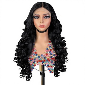 Perruque de style européen et américain, entièrement tissée à la main, <span class=keywords><strong>Shunfa</strong></span> double-tête 5*5, avec dentelle frontale, boucles souples et rebondissantes, pour usage quotidien - Product Image 1