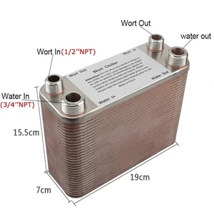 Intercambiador de calor de 60 placas de acero inoxidable 304, Enfriador de mosto de cerveza, rosca NPT de 1/2 "<span class=keywords><strong>X</strong></span> 3/4" para elaboración de cerveza casera - Product Image 3