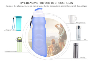BPA Free Collapsible Silicone <b>Water</b> <b>Bottle</b> Leakproof Travel Gym Accessory Reusable Foldable Sports <b>Bottle</b> for Kids for <b>Camping</b> - Product Image 3