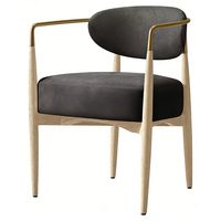 Chaise de restaurant en bois de luxe moderne, fauteuil de salle à manger rembourré en cuir pour la maison