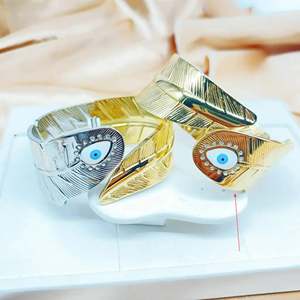 Fashion Bangle 316L Stainless Steel PVD Gold Plating Evil Eye Design Women's Jewelry Bracelet - Product Image 1