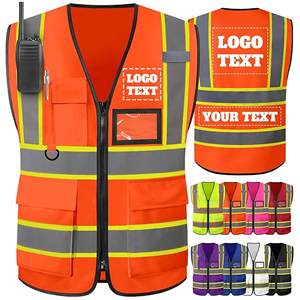Gilet di Sicurezza Riflettente Alta Visibilità Nero e Viola con Cerniera e Tasche per Guardie di Sicurezza e Operai Edili - Product Image 4