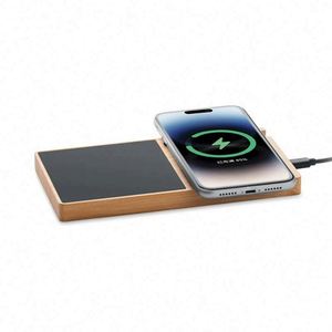Station de recharge sans fil en bambou avec logo personnalisé, charge rapide 15W/10W/5W, cadeau promotionnel d'affaires pour téléphone - Product Image 3