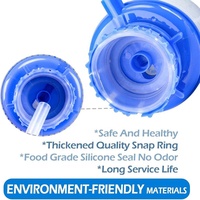 Distributeur d'eau manuel portable en plastique de 19 litres/5 gallons, mini pompe à eau manuelle pour bouteille, cuisine, voyage, bleu + blanc JN-004