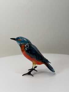 Figura de Pájaro Pescador de Cristal Hecha a Mano, 10 cm, Azul y Naranja, Escultura Animal, Decoración para el Hogar - Product Image 6