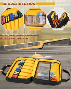 Electrician Tool Bag with Laptop Sleeve Water Resistant Tool Tote with Multiple Pockets for Technicians Black - Product Image 3
