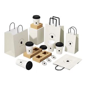 Custom <b>Made</b> Flat <b>Paper</b> Handles Brown Takeout Takeaway Fast Food Kraft <b>Paper</b> Bag for Restaurant Packaging - Product Image 1