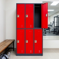 Casier de vestiaire métallique en acier à 6 portes pour personnel et étudiants d'école, idéal pour appartement et chambre